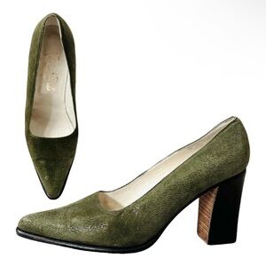 Ruben Portela New Shimmery Suede Leather Pointed Toe Pumps Heels